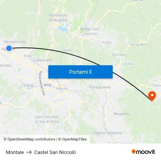 Montale to Castel San Niccolò map