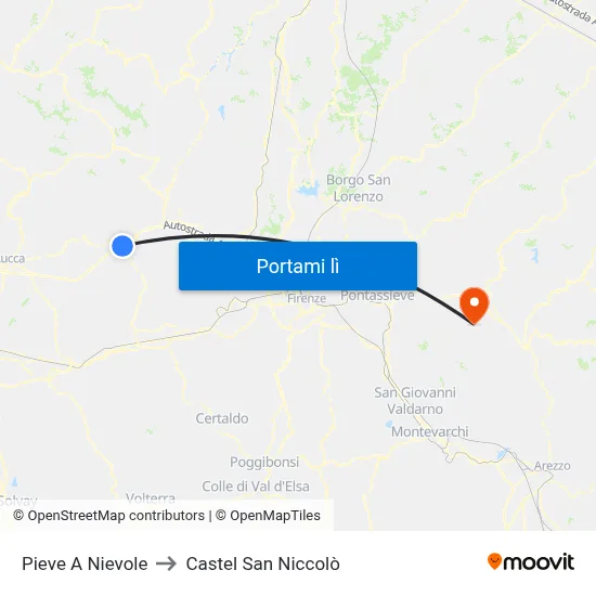 Pieve A Nievole to Castel San Niccolò map