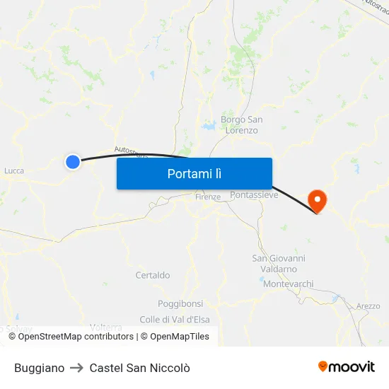 Buggiano to Castel San Niccolò map