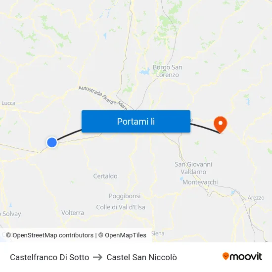 Castelfranco Di Sotto to Castel San Niccolò map
