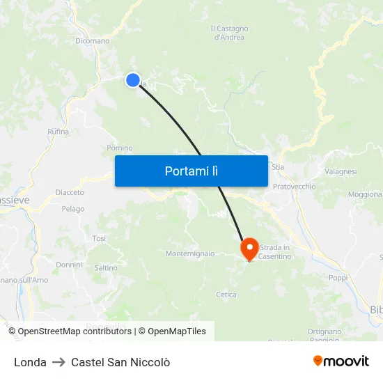 Londa to Castel San Niccolò map