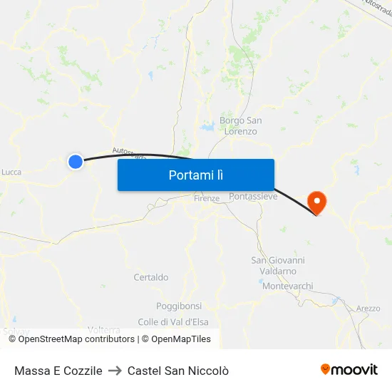 Massa E Cozzile to Castel San Niccolò map