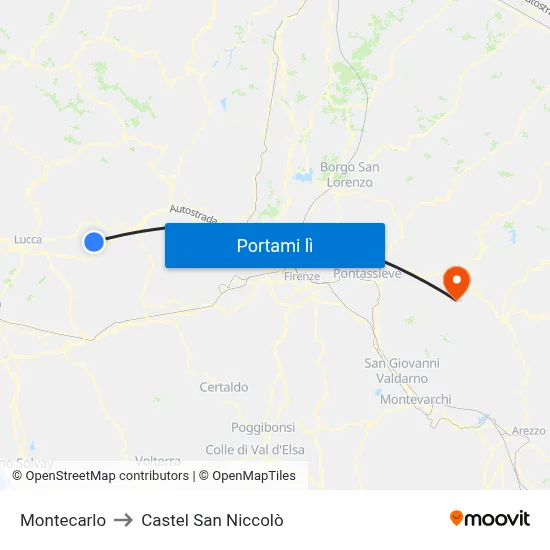 Montecarlo to Castel San Niccolò map