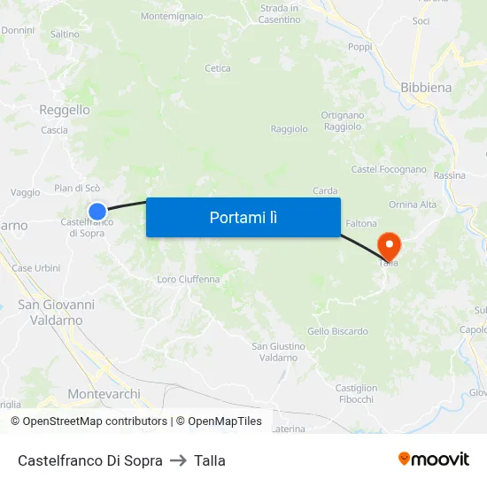 Castelfranco Di Sopra to Talla map