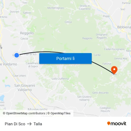Pian Di Sco to Talla map
