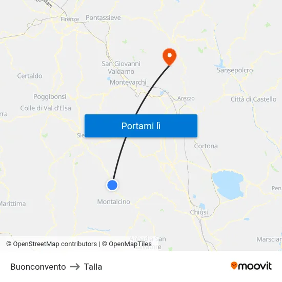 Buonconvento to Talla map