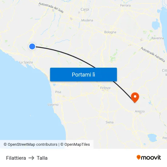 Filattiera to Talla map