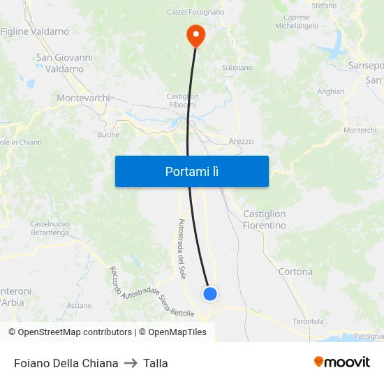 Foiano Della Chiana to Talla map