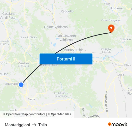 Monteriggioni to Talla map