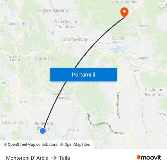 Monteroni D' Arbia to Talla map
