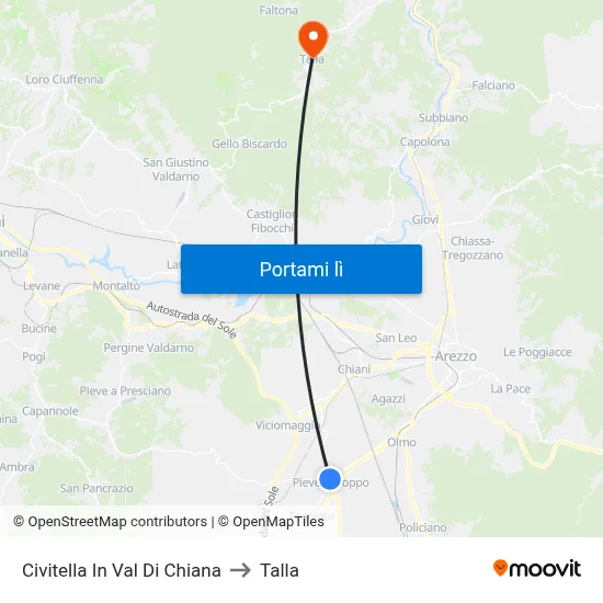 Civitella In Val Di Chiana to Talla map