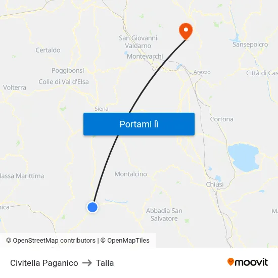 Civitella Paganico to Talla map