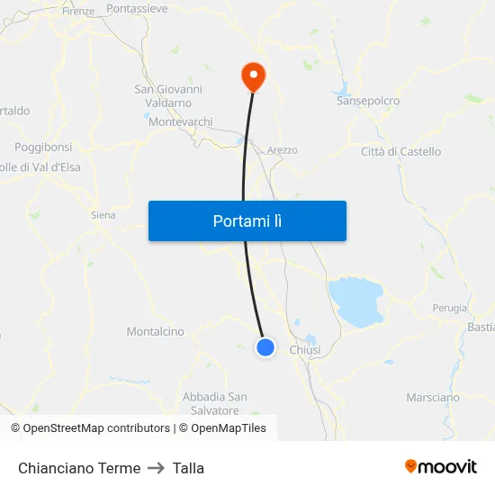 Chianciano Terme to Talla map