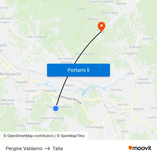 Pergine Valdarno to Talla map