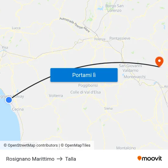 Rosignano Marittimo to Talla map