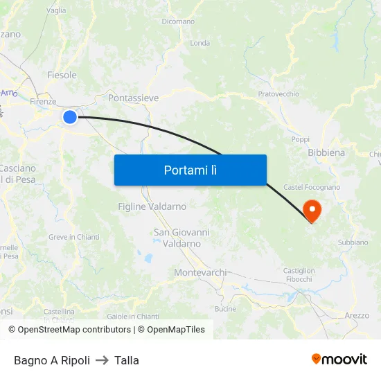 Bagno A Ripoli to Talla map