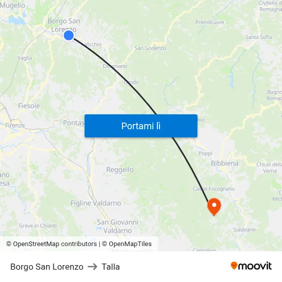 Borgo San Lorenzo to Talla map