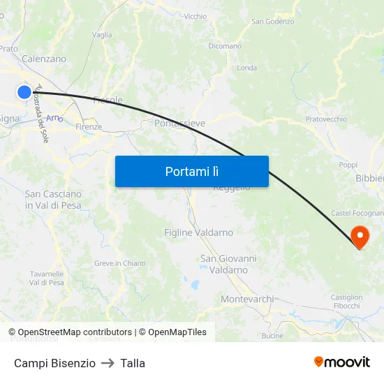 Campi Bisenzio to Talla map