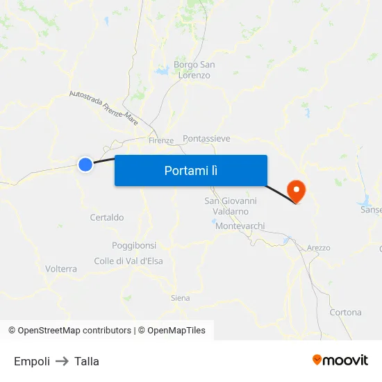 Empoli to Talla map