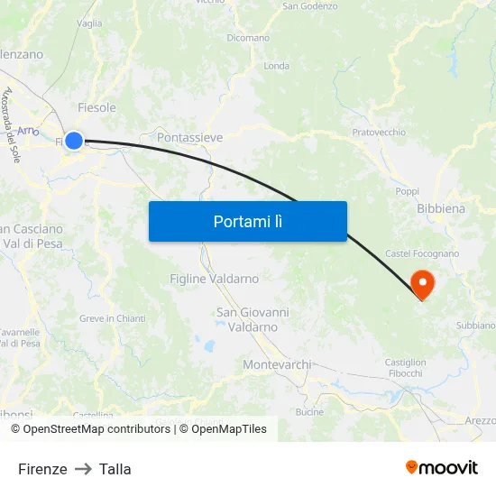 Firenze to Talla map