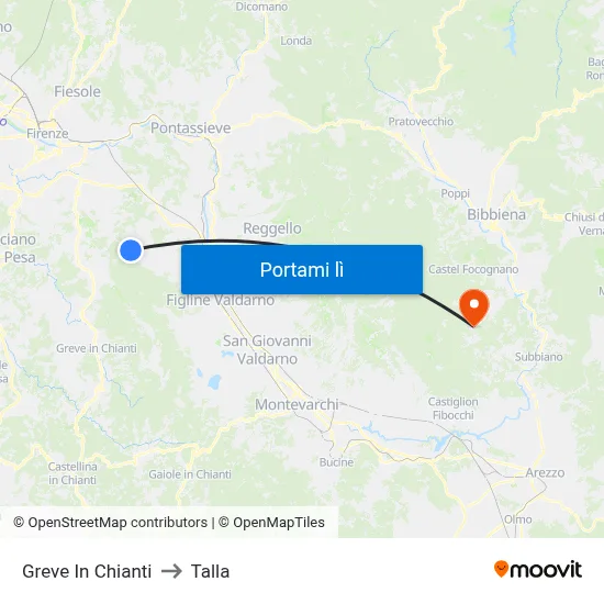 Greve In Chianti to Talla map