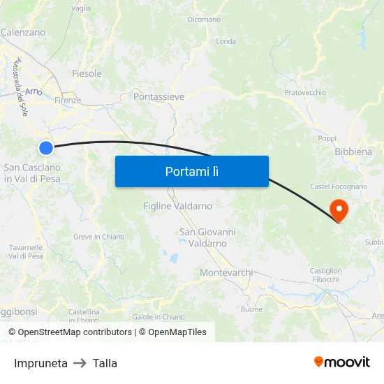 Impruneta to Talla map