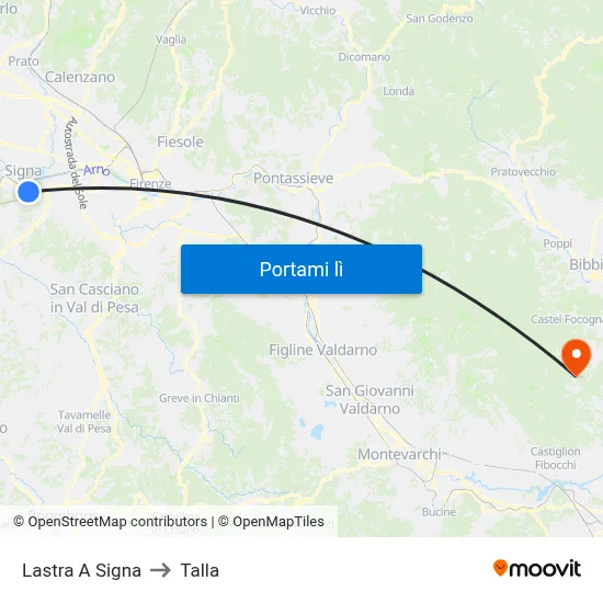 Lastra A Signa to Talla map