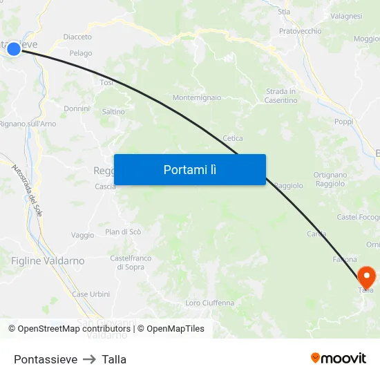Pontassieve to Talla map