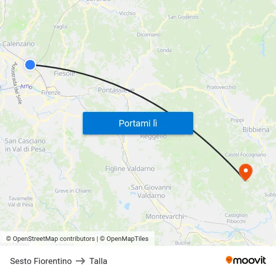 Sesto Fiorentino to Talla map