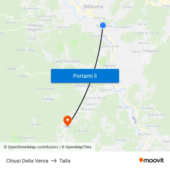 Chiusi Della Verna to Talla map