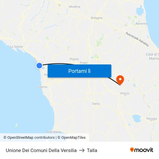 Unione Dei Comuni Della Versilia to Talla map