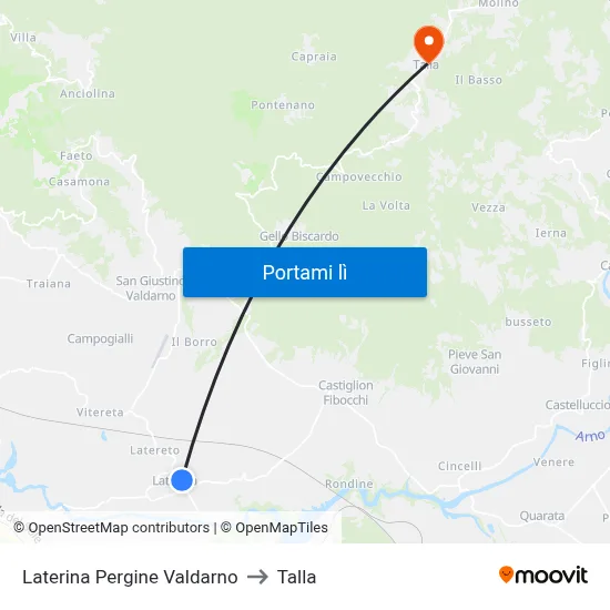 Laterina Pergine Valdarno to Talla map