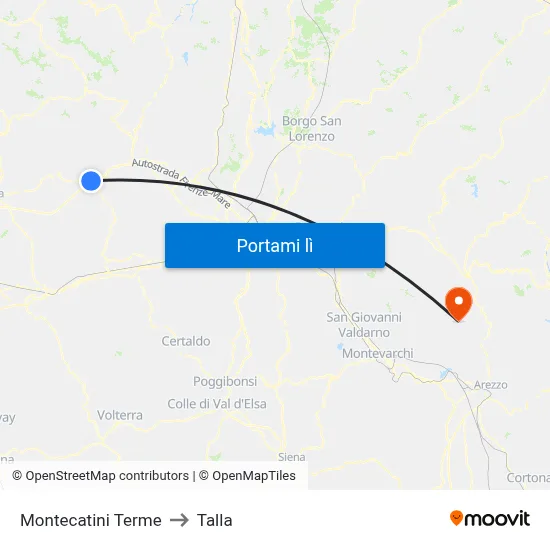 Montecatini Terme to Talla map