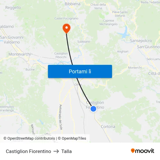 Castiglion Fiorentino to Talla map