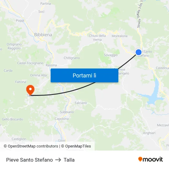 Pieve Santo Stefano to Talla map