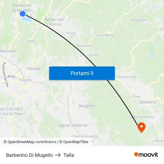 Barberino Di Mugello to Talla map