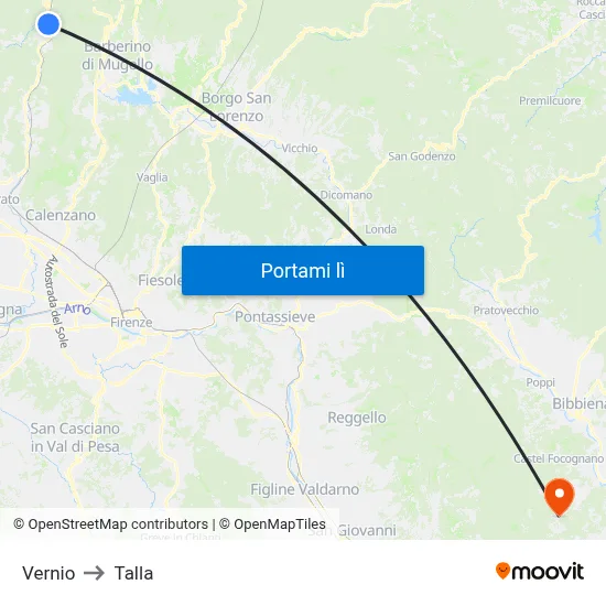 Vernio to Talla map