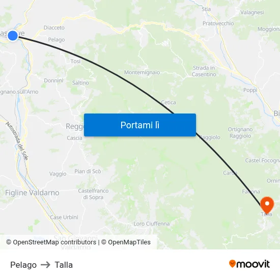 Pelago to Talla map