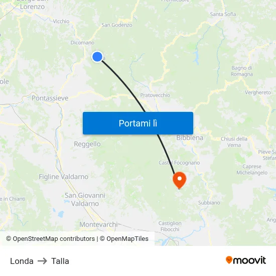 Londa to Talla map