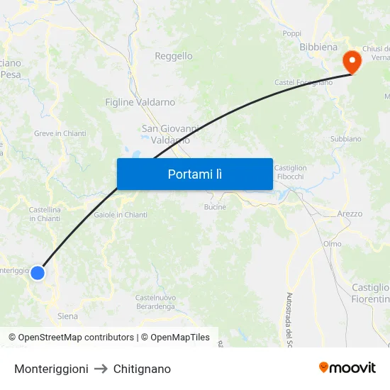 Monteriggioni to Chitignano map