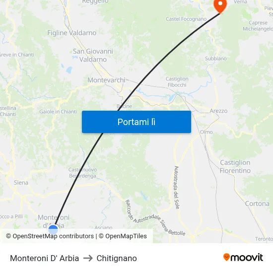 Monteroni D' Arbia to Chitignano map
