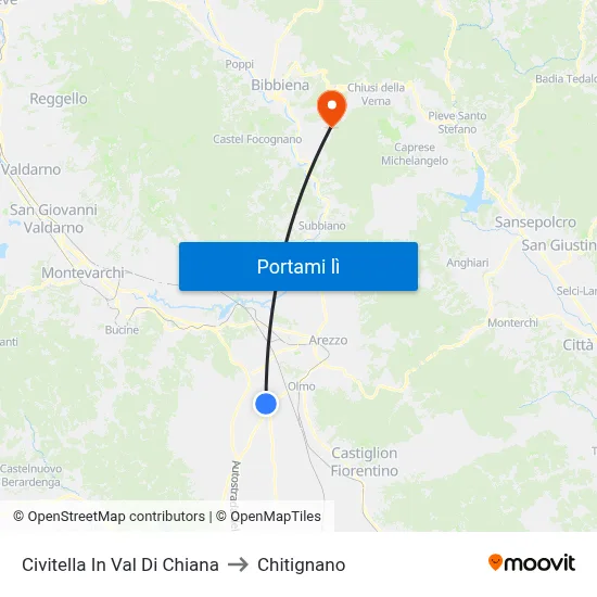 Civitella In Val Di Chiana to Chitignano map