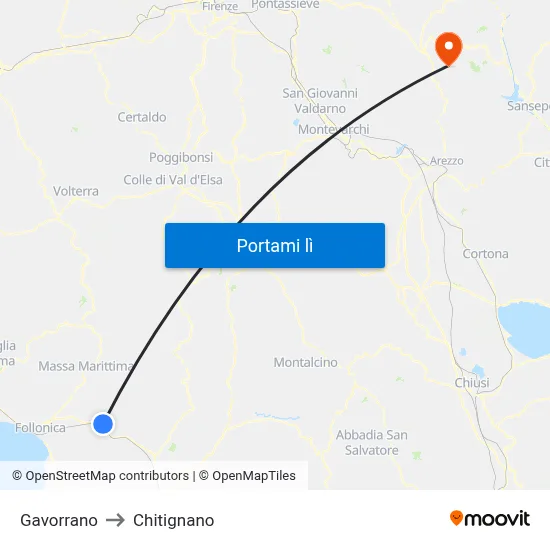 Gavorrano to Chitignano map