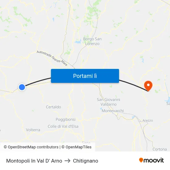 Montopoli In Val D' Arno to Chitignano map