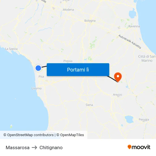 Massarosa to Chitignano map