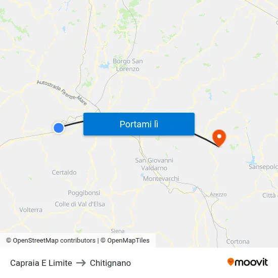 Capraia E Limite to Chitignano map