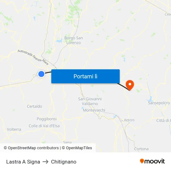 Lastra A Signa to Chitignano map