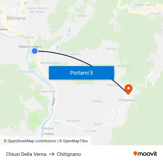 Chiusi Della Verna to Chitignano map