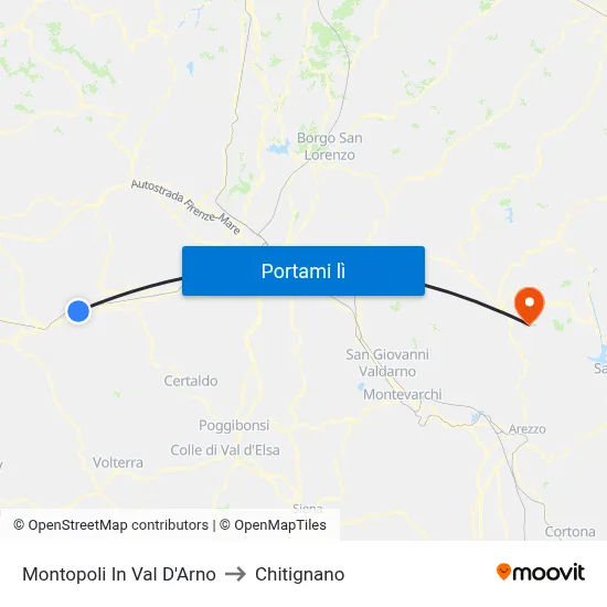 Montopoli In Val D'Arno to Chitignano map