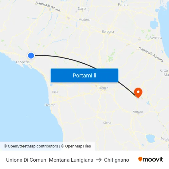 Unione Di Comuni Montana Lunigiana to Chitignano map